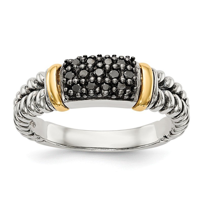 Sterling Silver with 14K Accent Antiqued Black Diamond Ring