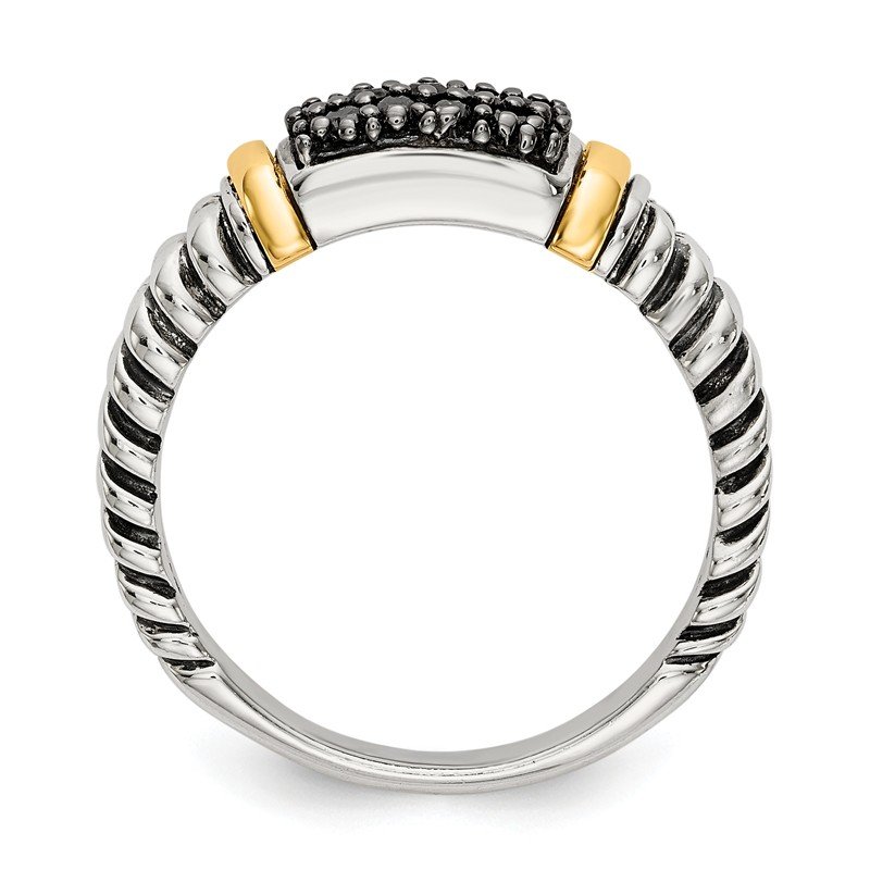 Sterling Silver with 14K Accent Antiqued Black Diamond Ring