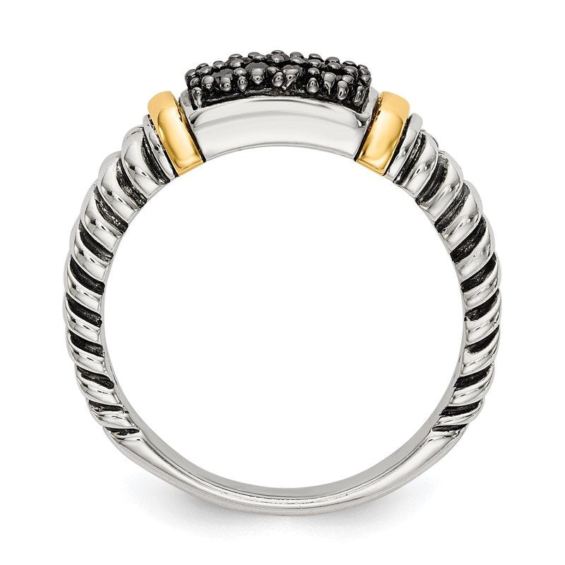 Sterling Silver with 14K Accent Antiqued Black Diamond Ring