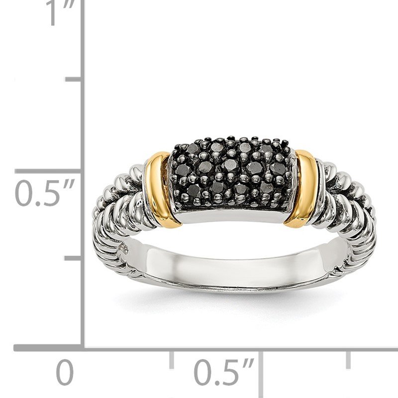 Sterling Silver with 14K Accent Antiqued Black Diamond Ring