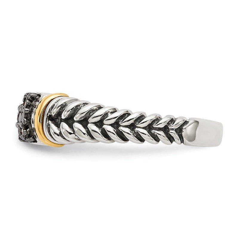 Sterling Silver with 14K Accent Antiqued Black Diamond Ring