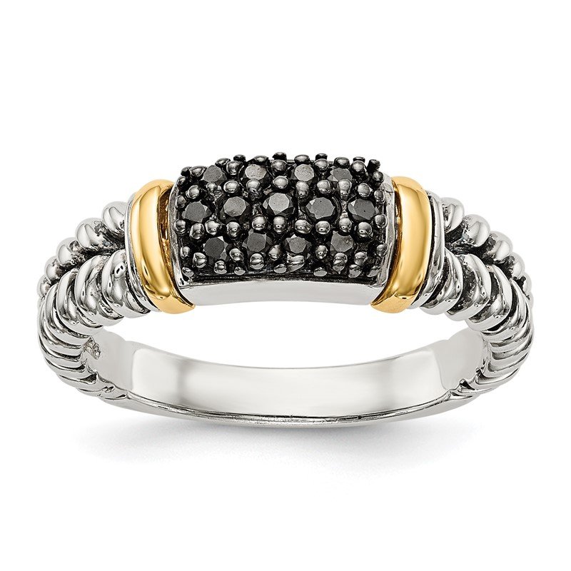 Sterling Silver with 14K Accent Antiqued Black Diamond Ring