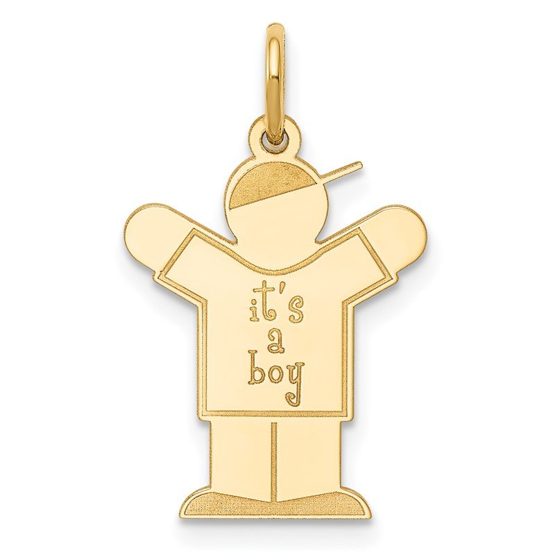14k The Kids Small It's a Boy Engravable Love Charm