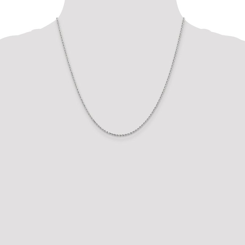 14K White Gold 1.5mm Diamond-Cut Rope Chain Anklet