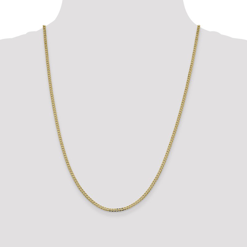 14K 10 inch 2.3mm Flat Beveled Curb with Lobster Clasp Anket