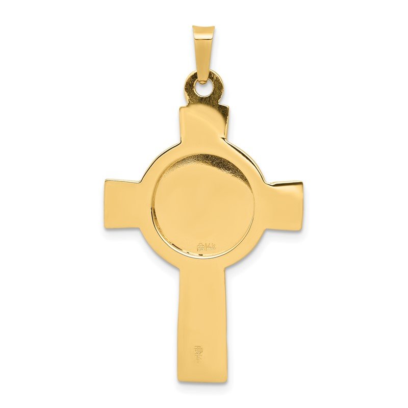 14k Polished Cross with St. Michael Medal Pendant