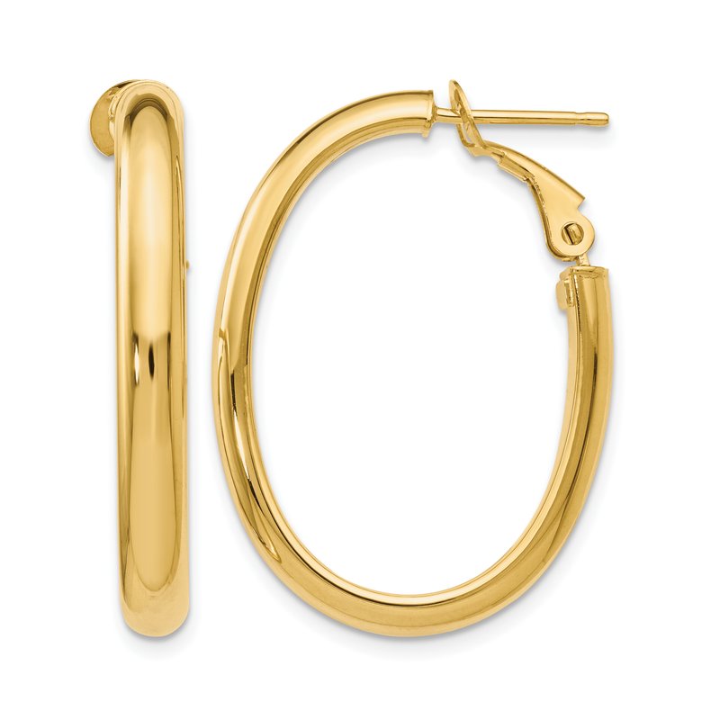 14K Polished Oval Hoop Earrings