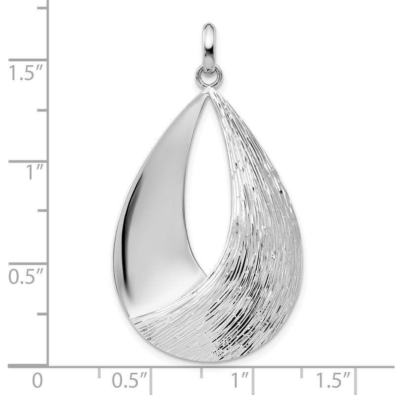 Sterling Silver Radiant Esse RH-plat Polish/Textured Pendant