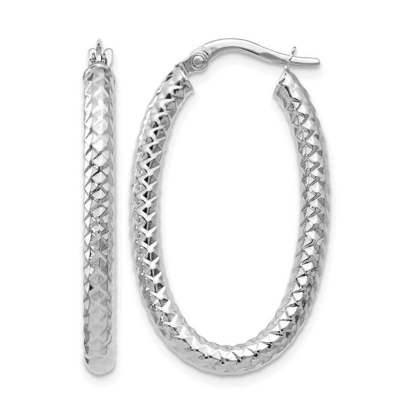 14K ForeverLite White Gold Polished and Textured Earrings