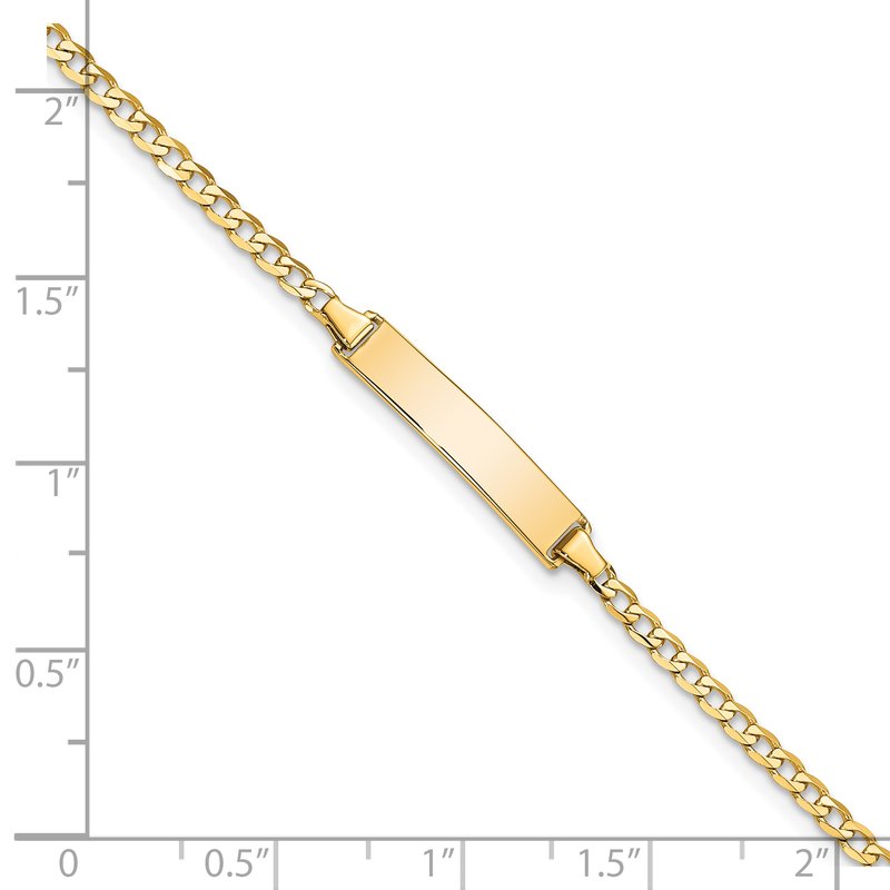 14k Polished Solid Chain/Solid Plate Flat Curb Link 22.5x4.5mm Plate 7 inch ID Bracelet