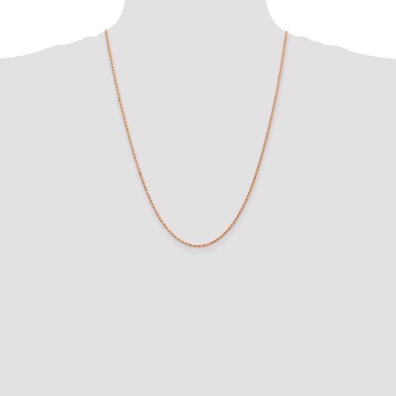 14K Rose Gold 10 inch 1.8mm Diamond-cut Man Made Rope with Lobster Clasp Anklet