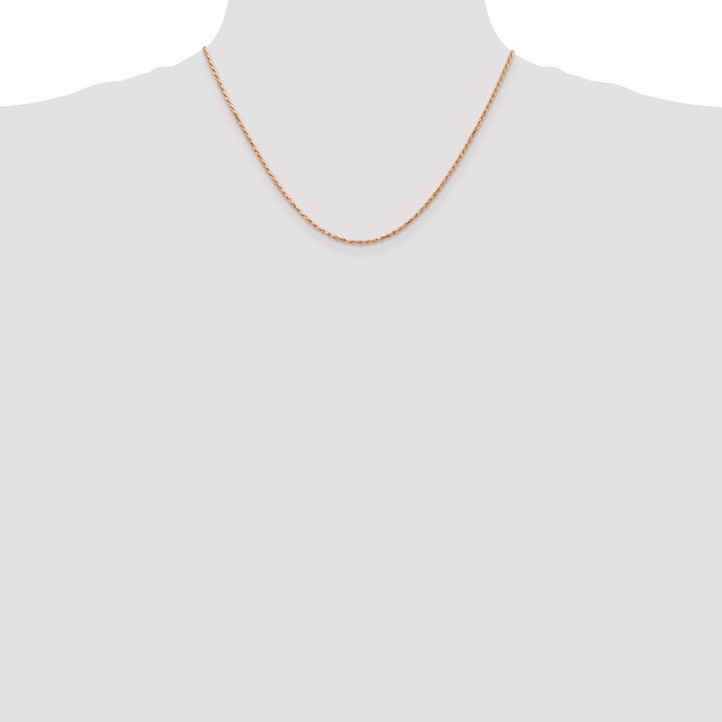 14K Rose Gold 10 inch 1.8mm Diamond-cut Man Made Rope with Lobster Clasp Anklet