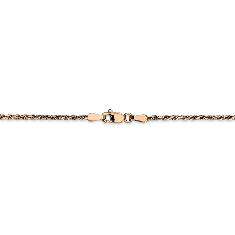 14K Rose Gold 10 inch 1.8mm Diamond-cut Man Made Rope with Lobster Clasp Anklet