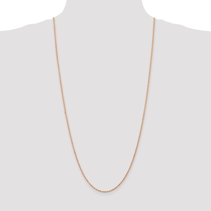14K Rose Gold 10 inch 1.8mm Diamond-cut Man Made Rope with Lobster Clasp Anklet