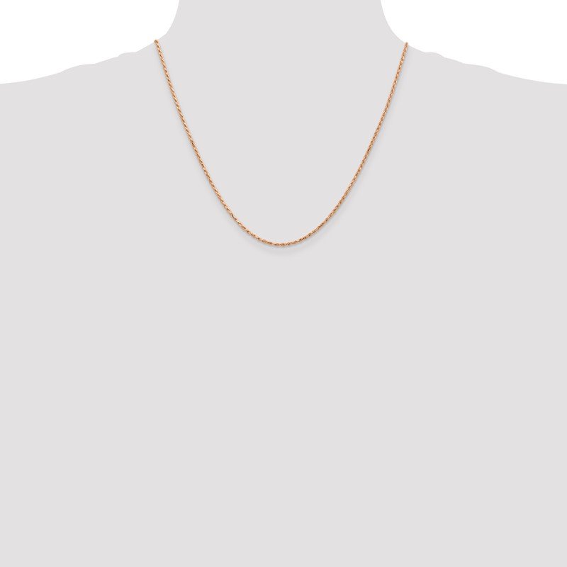 14K Rose Gold 10 inch 1.8mm Diamond-cut Man Made Rope with Lobster Clasp Anklet