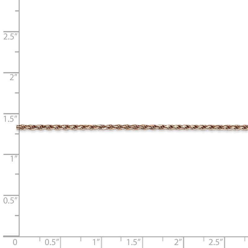 14K Rose Gold 10 inch 1.8mm Diamond-cut Man Made Rope with Lobster Clasp Anklet