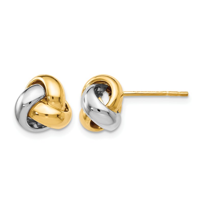 14K Two-tone Polished Love Knot Earrings