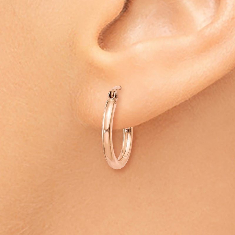 14k Rose Gold 2x15mm Polished Lightweight Tube Hoop Earrings