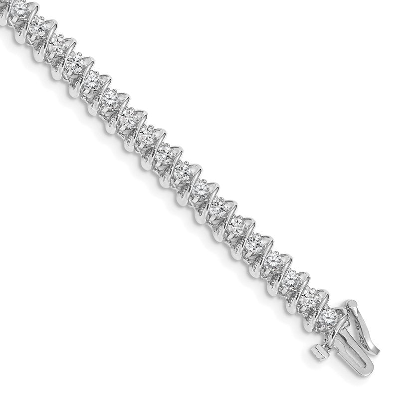 14k White Gold Complete 3.31 carat Round AA Diamond Fancy Spiral 7 inch Tennis Bracelet