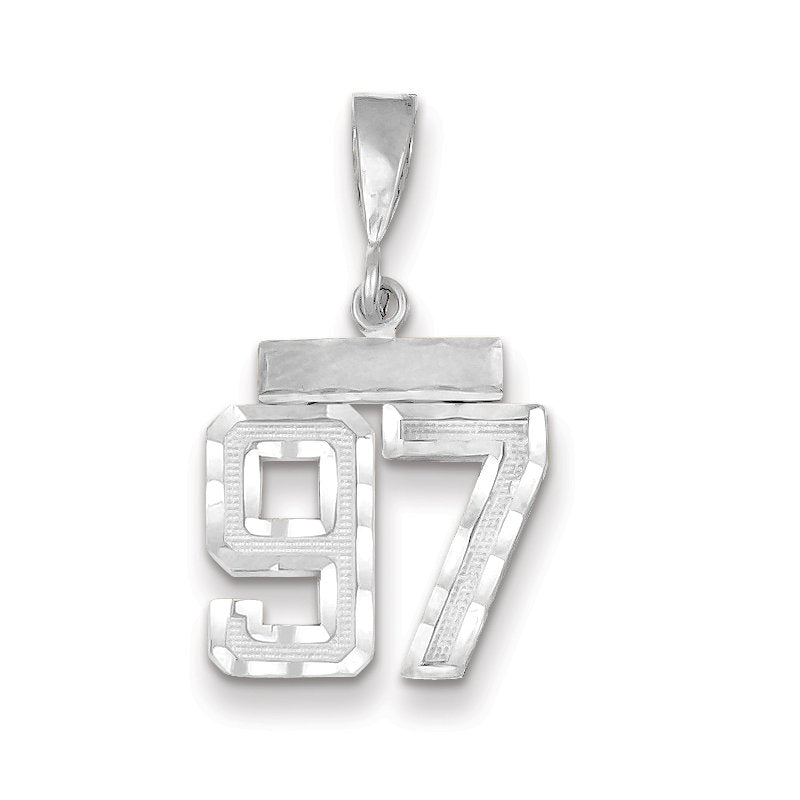14kw Small Brushed Diamond-cut Number 97 Charm