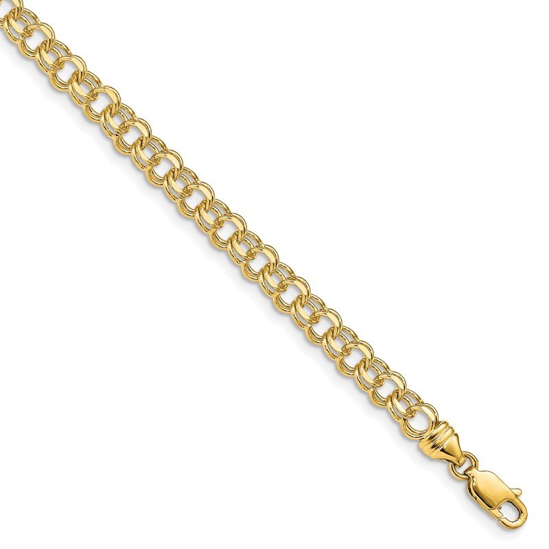 14k 4.75mm Diamond-cut Solid Heavy Double Link 7 inch Charm Bracelet