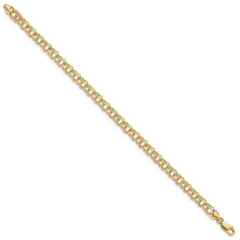 14k 4.75mm Diamond-cut Solid Heavy Double Link 7 inch Charm Bracelet