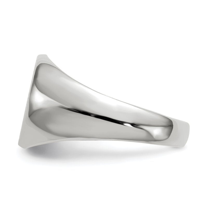 14k White Gold 13.5x12.5mm Closed Back Mens Signet Ring