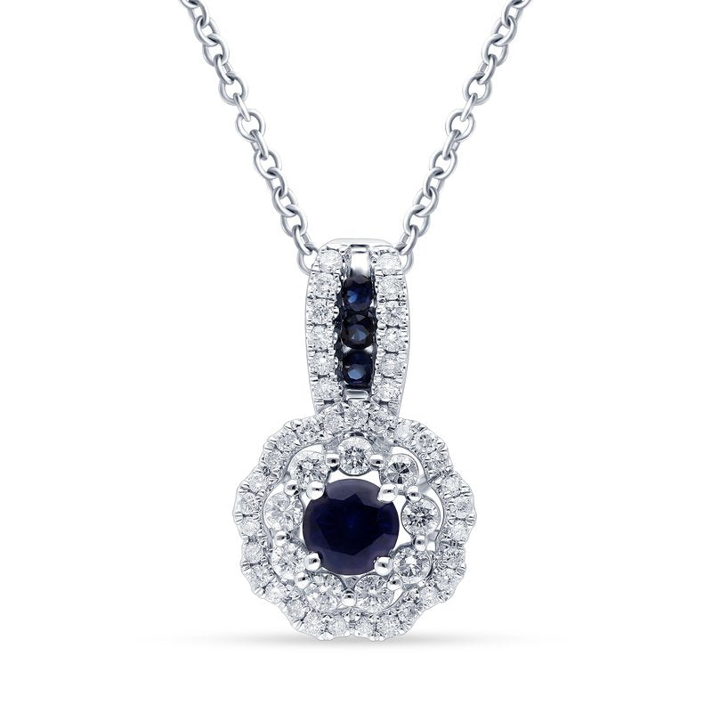 14K 0.35Ct Diamond Sapphire Pendant