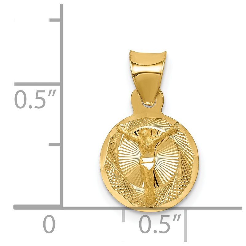 14K Polished Diamond-cut Corpus Circle Pendant