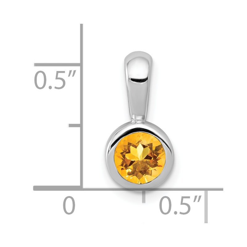 14k White Gold Bezel-set 5mm Round Citrine Pendant