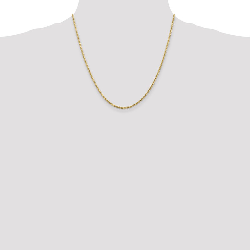 14K 10 Inch 2.25mm Diamond-cut Quadruple Rope Lobster Clasp Anklet