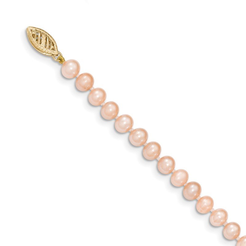 14k 5-6mm Pink Near-Round Freshwater Cultured Pearl 16 inch Necklace