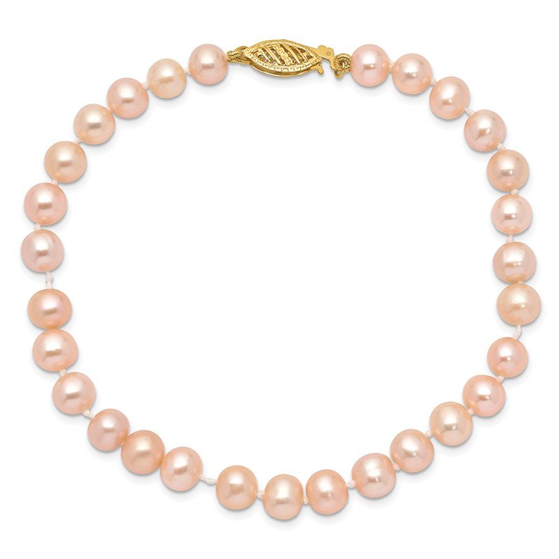 14k 5-6mm Pink Near-Round Freshwater Cultured Pearl 16 inch Necklace
