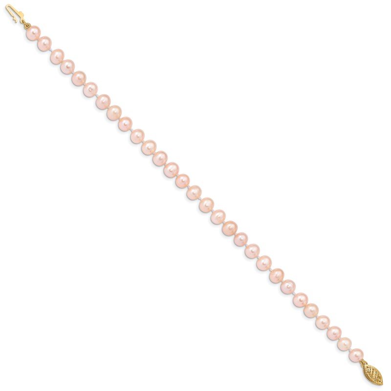 14k 5-6mm Pink Near-Round Freshwater Cultured Pearl 16 inch Necklace