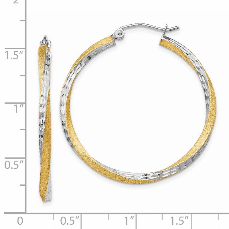 14k &amp; Rhodium Diamond-cut 2.5mm Twisted Hoop Earrings