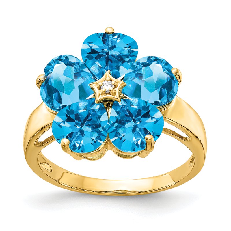 14k 6mm Heart Blue Topaz A Diamond ring