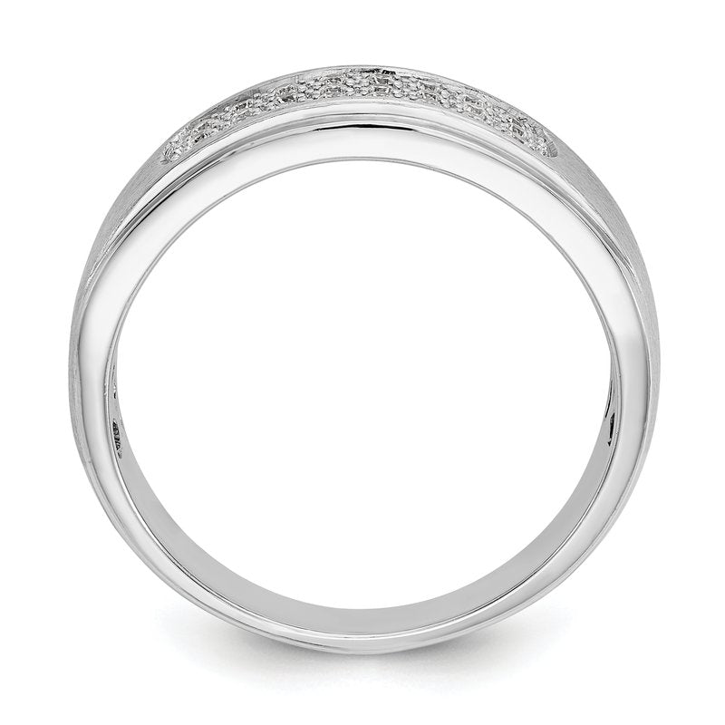 14K White Gold Men's 1/4 carat Lab Grown Diamond VS/SI  D E F  Brushed and Polished Band