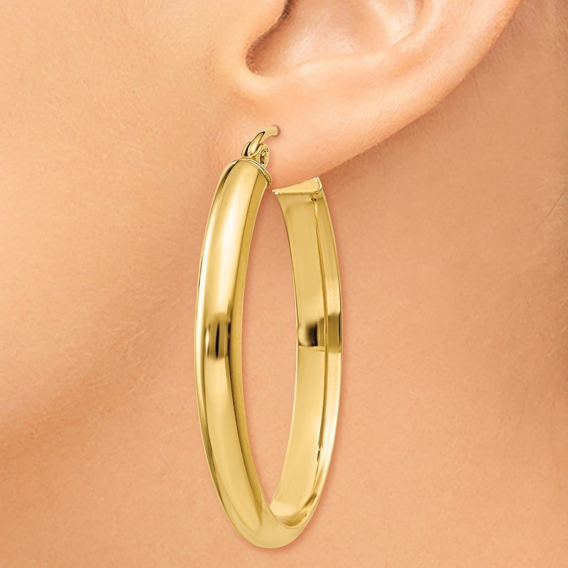 14k Polished 3.5mm Oval Hoop Earrings