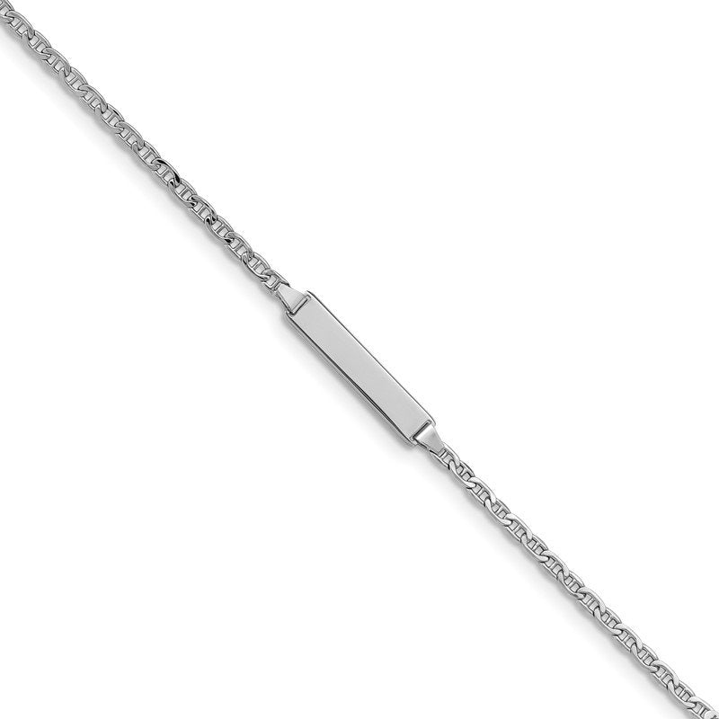 14k White Gold Polished Semi-Solid Chain/Solid Plate Anchor Link 20x4.5mm Plate 5.5 inch Baby/Child ID Bracelet