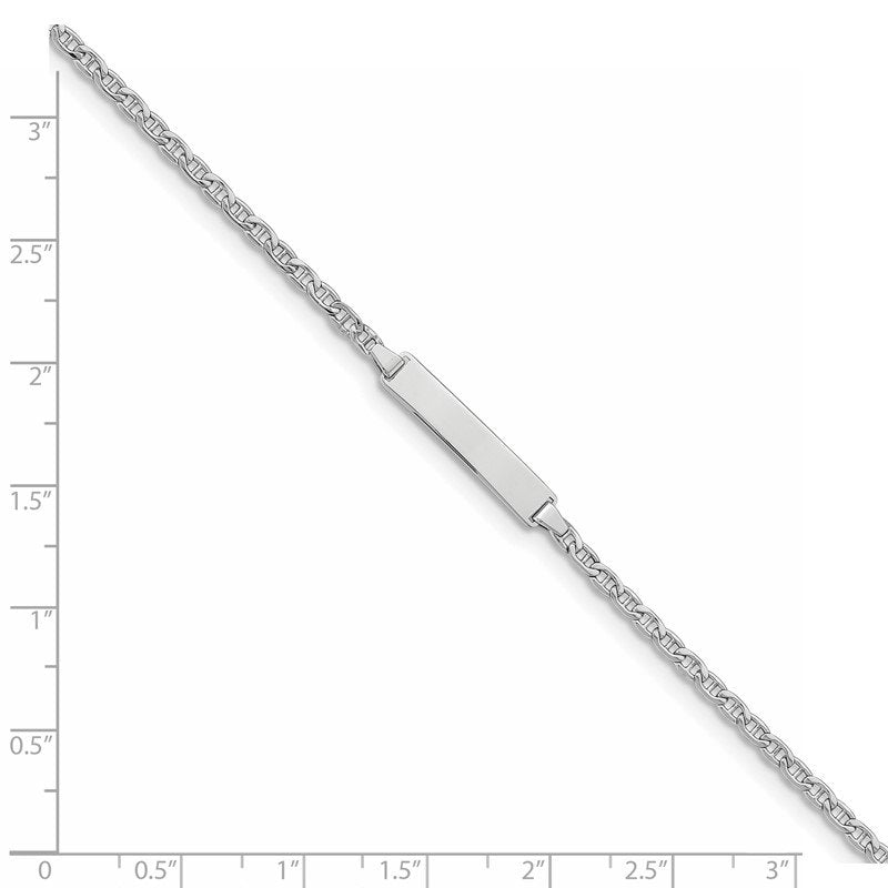 14k White Gold Polished Semi-Solid Chain/Solid Plate Anchor Link 20x4.5mm Plate 5.5 inch Baby/Child ID Bracelet