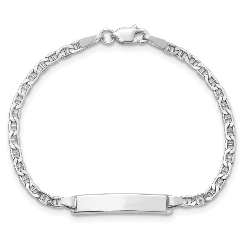 14k White Gold Polished Semi-Solid Chain/Solid Plate Anchor Link 20x4.5mm Plate 5.5 inch Baby/Child ID Bracelet