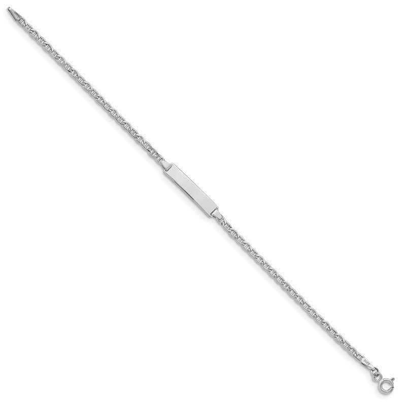 14k White Gold Polished Semi-Solid Chain/Solid Plate Anchor Link 20x4.5mm Plate 5.5 inch Baby/Child ID Bracelet