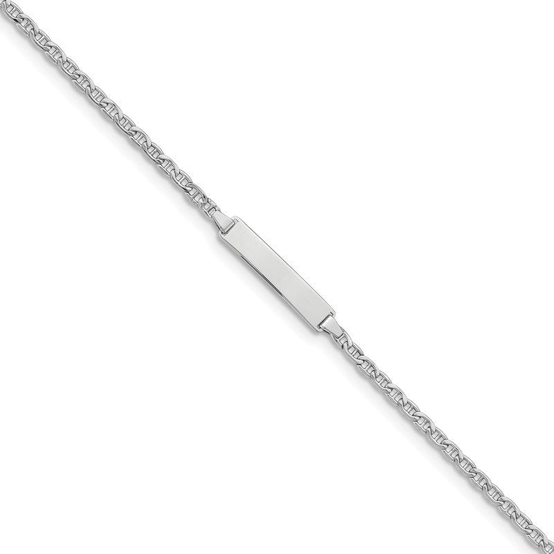 14k White Gold Polished Semi-Solid Chain/Solid Plate Anchor Link 20x4.5mm Plate 5.5 inch Baby/Child ID Bracelet