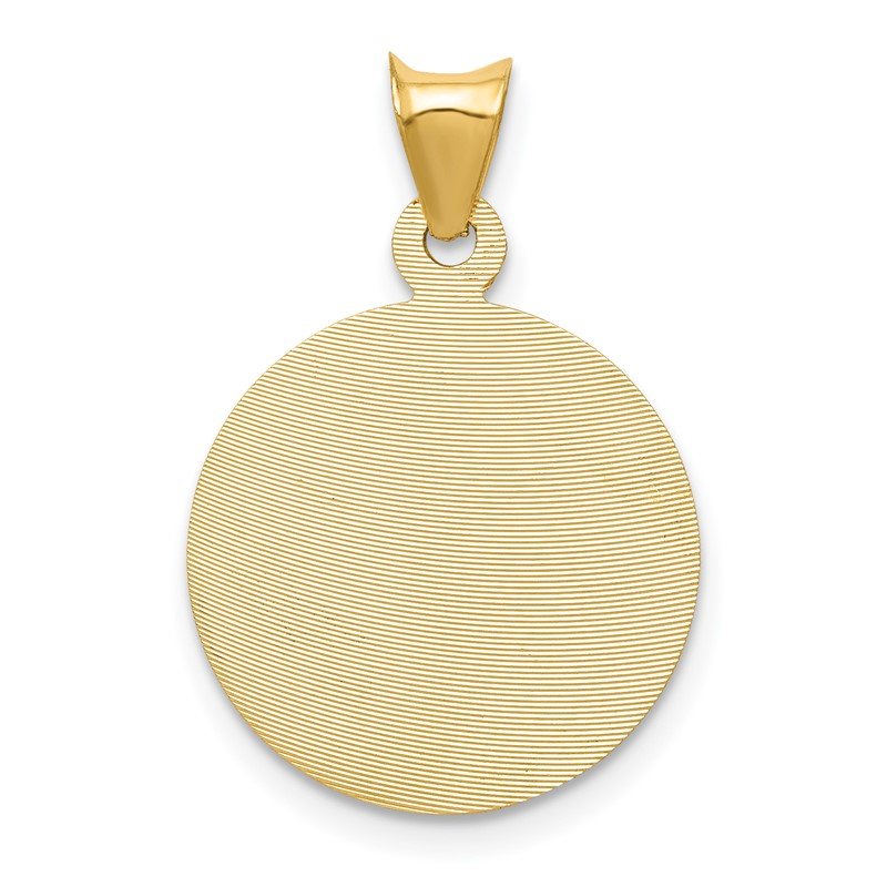 14K Polished Diamond-cut Solid Sagrado Corazon de Jesus Round Pendant