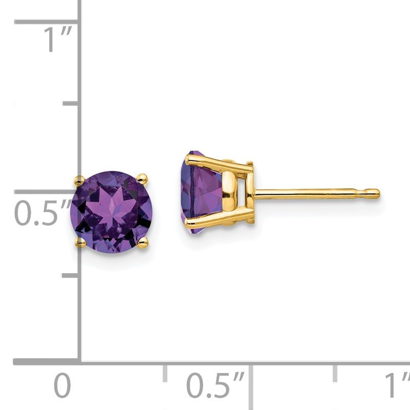 14k 6mm Round Amethyst Post Earrings