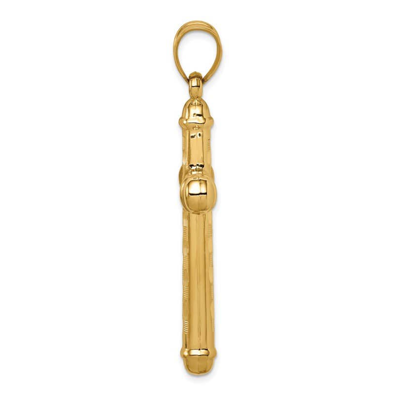 14k Hollow Diamond-cut Cross Pendant