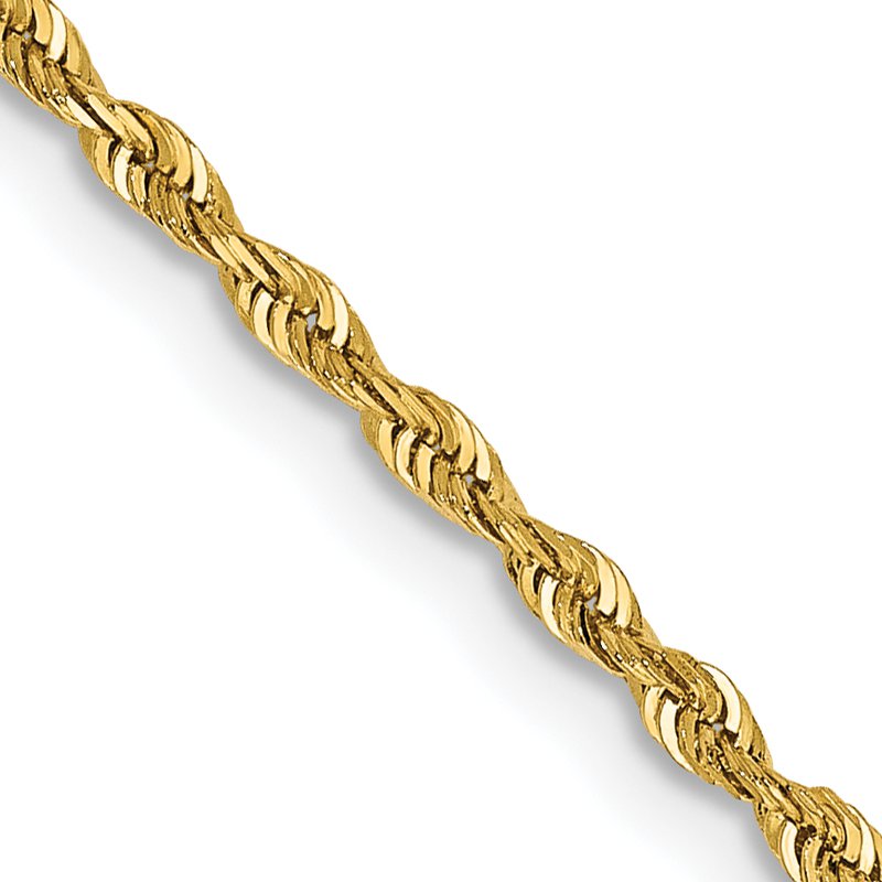 14K 10 Inch 1.85mm Diamond-cut Quadruple Rope Lobster Clasp Anklet