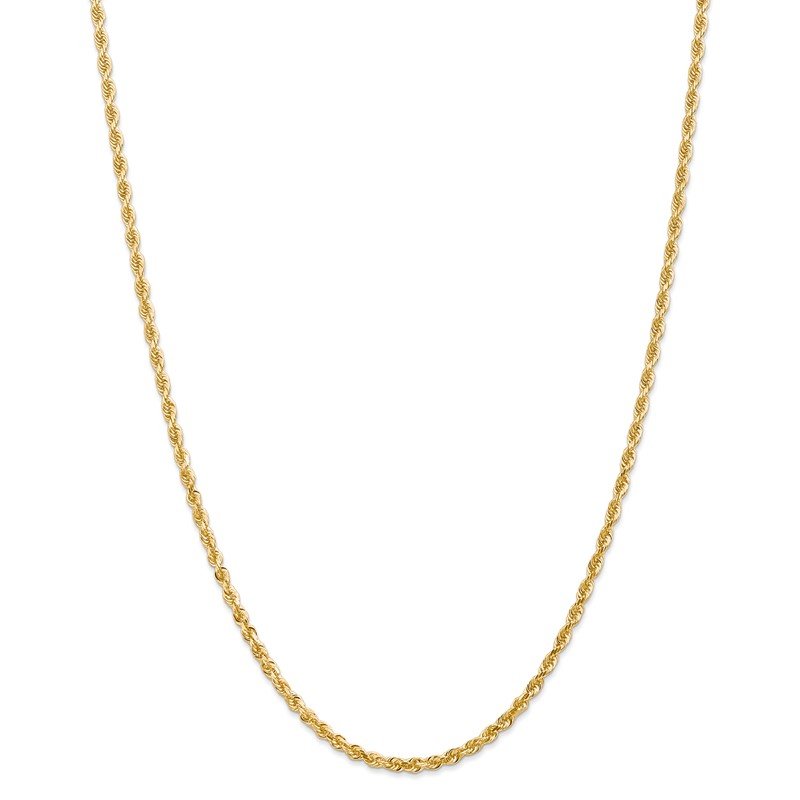 14K 26 Inch 3mm Diamond-cut Quadruple Rope Lobster Clasp Chain