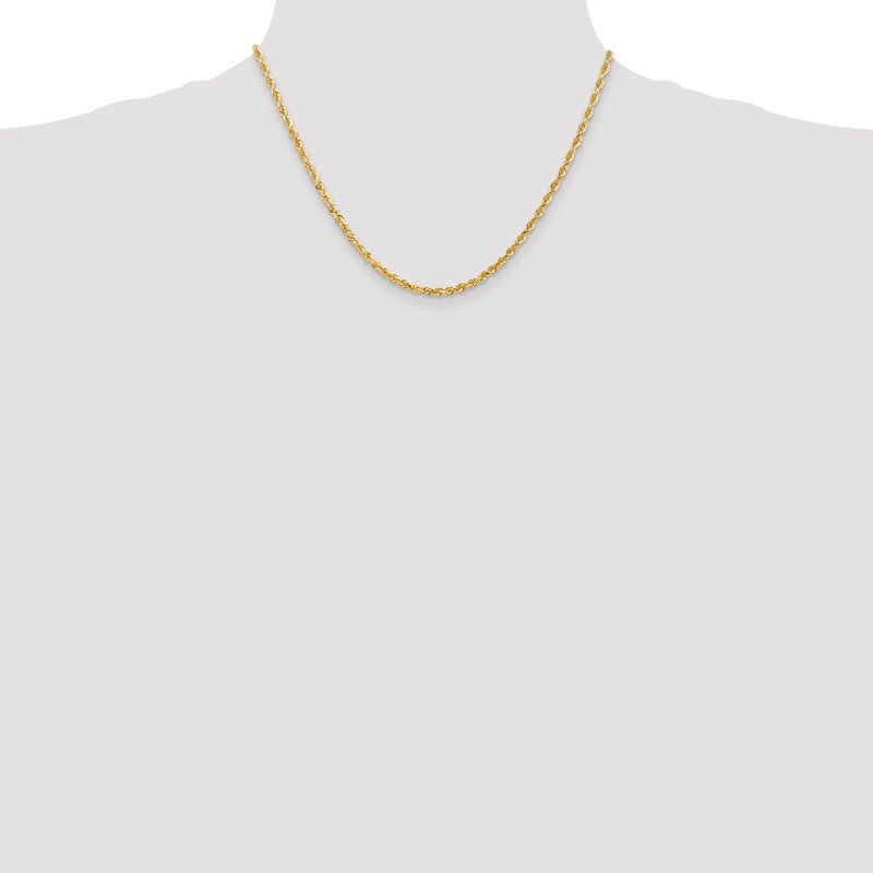 14K 26 Inch 3mm Diamond-cut Quadruple Rope Lobster Clasp Chain