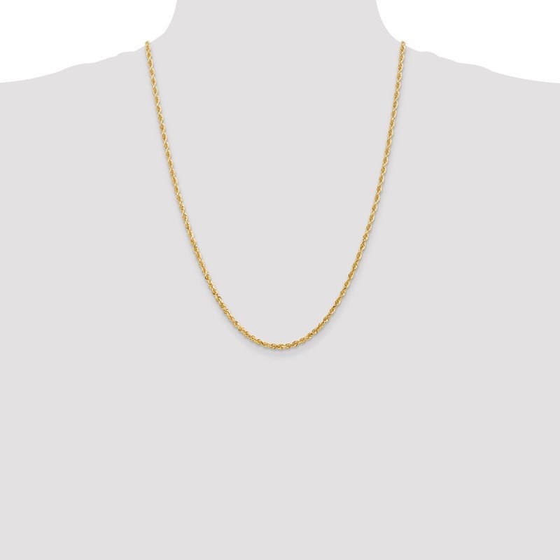 14K 26 Inch 3mm Diamond-cut Quadruple Rope Lobster Clasp Chain